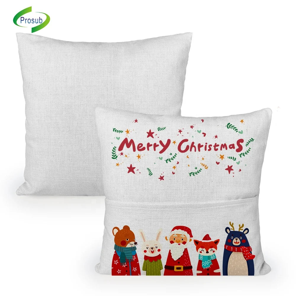 Prosub 16*16in White Sublimation Pillow Case Blanks With Pocket Book Cushion Cover Linen Throw Pillows Sublimation Pillow Cover