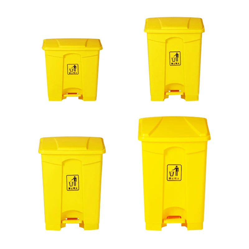 45Litre Rectangle HDPE Yellow Medical Foot Pedal Plastic Dustbin Biohazard Bin Waste Bins Waste Bins for Recycling