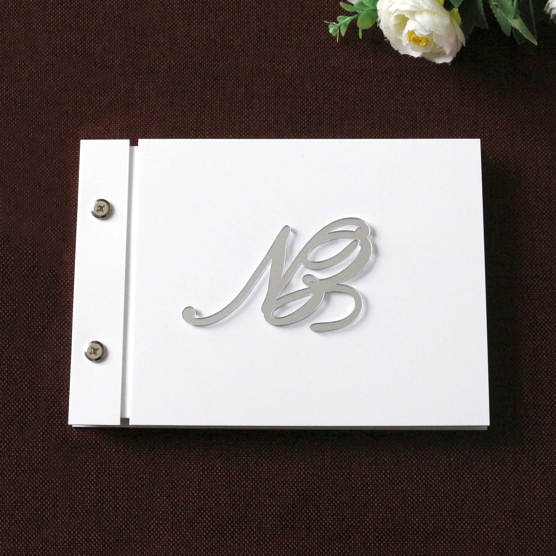 Wedding Decoration Wholesale Acrylic Cover Guest Book with Laser Cut Monogram Names for Wedding