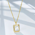 925 Sterling Silver  Elegant Square Geometry Big Aaaaa Zircon Perfume Bottle Shaped Necklace Fine Jewelry