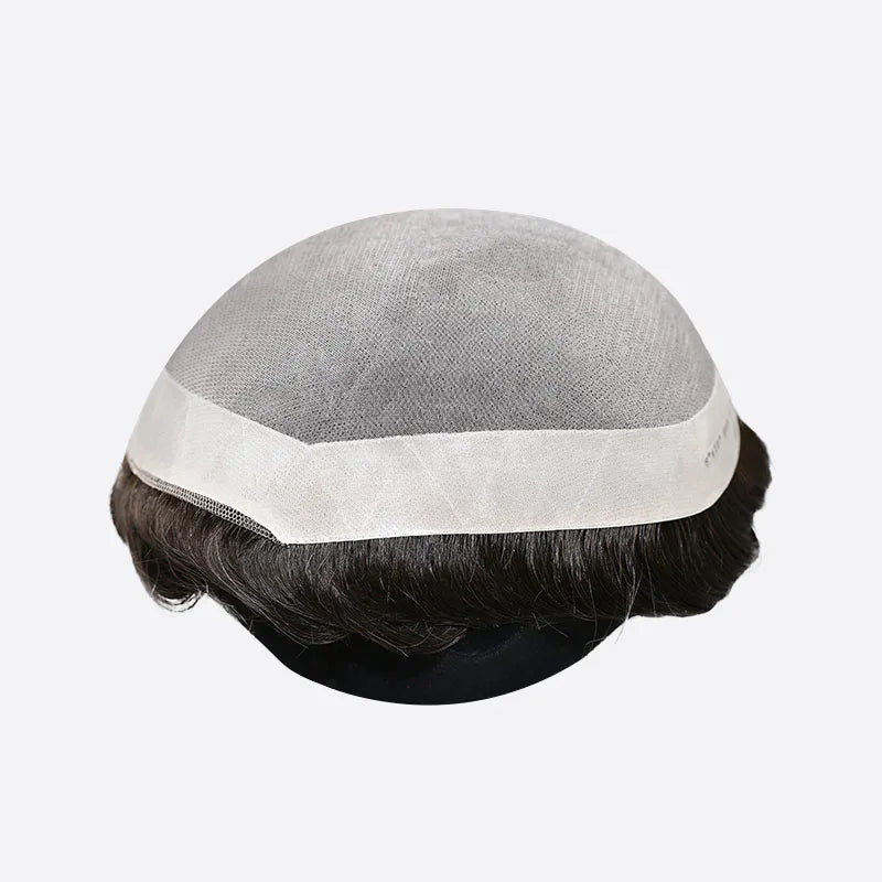Wholesale Factory Price 100% Human Indian Hair Toupee for Men Breathable Fine Mono PU Perimeter Natural Hairline Body Wave 6