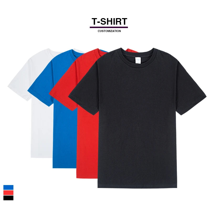 Wholesale 240GSM Cotton Men's T-Shirt Custom Printed Embroidered Unisex Casual Blank Black White Design Oversized Woven Fabric