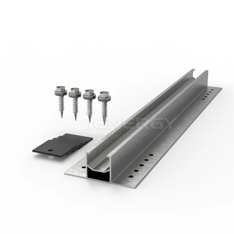 Rapid Install Trapezoid Corrugated Metal Roof Anodized Short Mini Rails PV Mounting