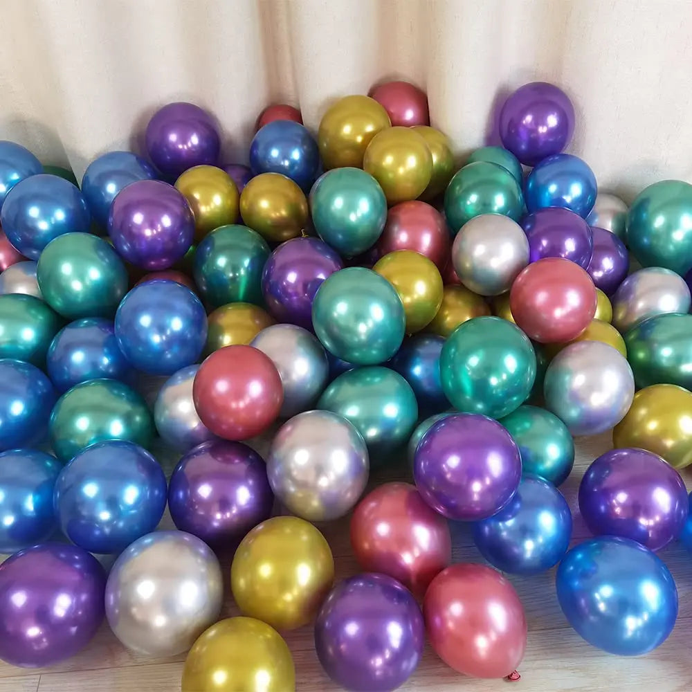 50pcs 10 Inch Metallic Latex Balloons Various Colors Chrome Balloon Perfect for Birthday Baby Shower Wedding Balloons J088