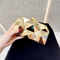 Fashion Women Gold Evening Bag Lady Geometric Evening Clutch Small Metallic Gold Bags Chain Shoulder Evening Bags Formal Party