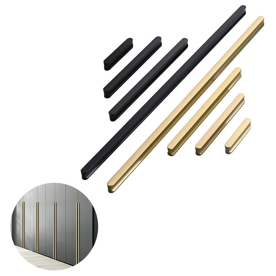 86-1200mm Long Anodizing Customized Aluminium Alloy Solid Furniture Handle for Wardrobe Drawer Cabinet