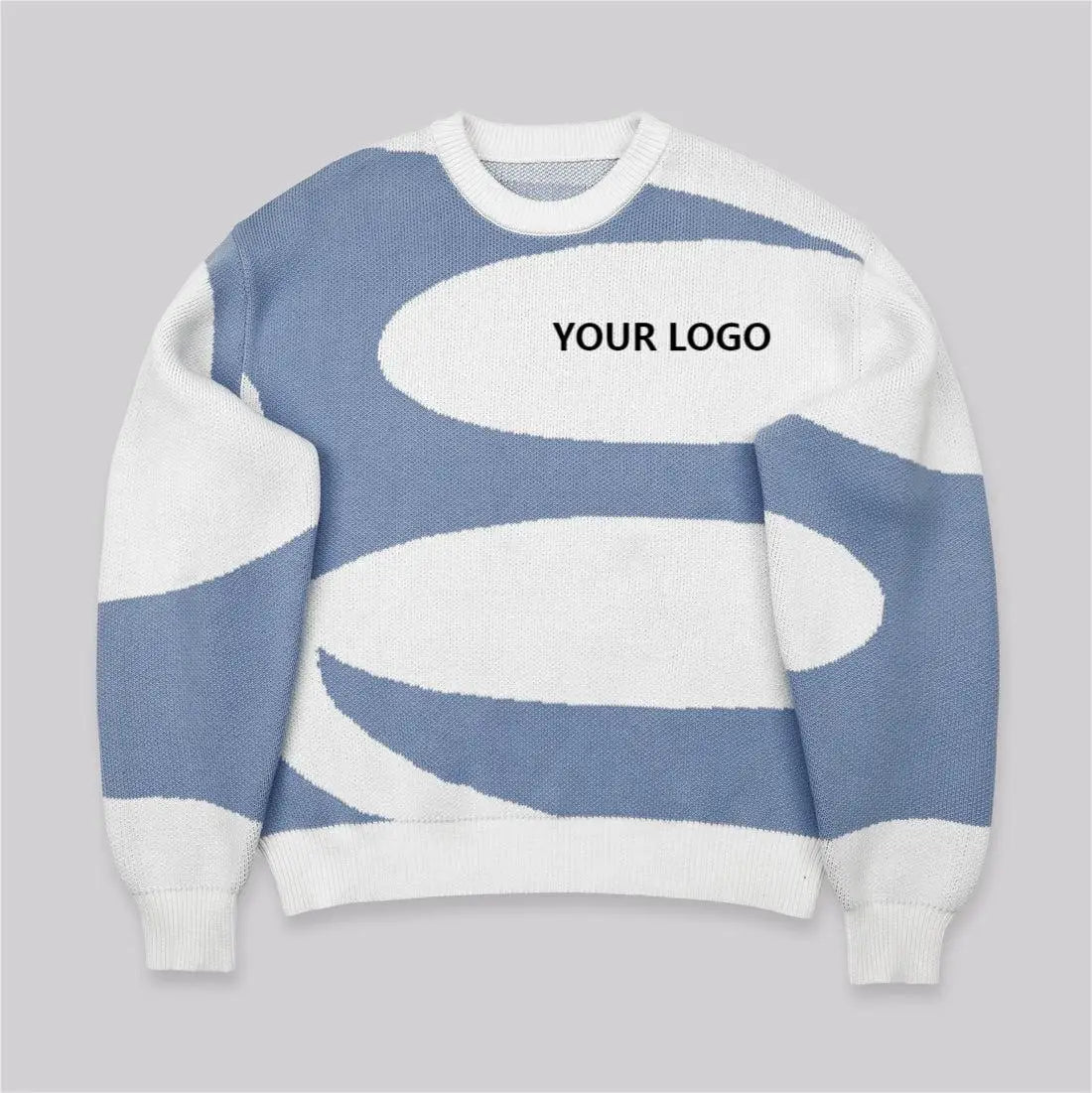 Custom LOGO OEM & ODM High Quality Men Sweater Jacquard Pullover Knitwear Winter Crew Neck Cotton Knitted Custom Knit Sweater