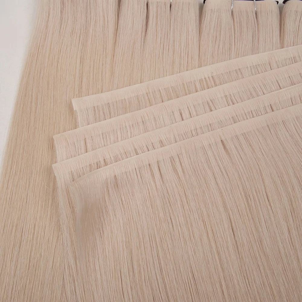 Best Quality Seamless Double Drawn Injection PU Light Blonde Color Long Invisible Tape Weft Russian Hair Extensions