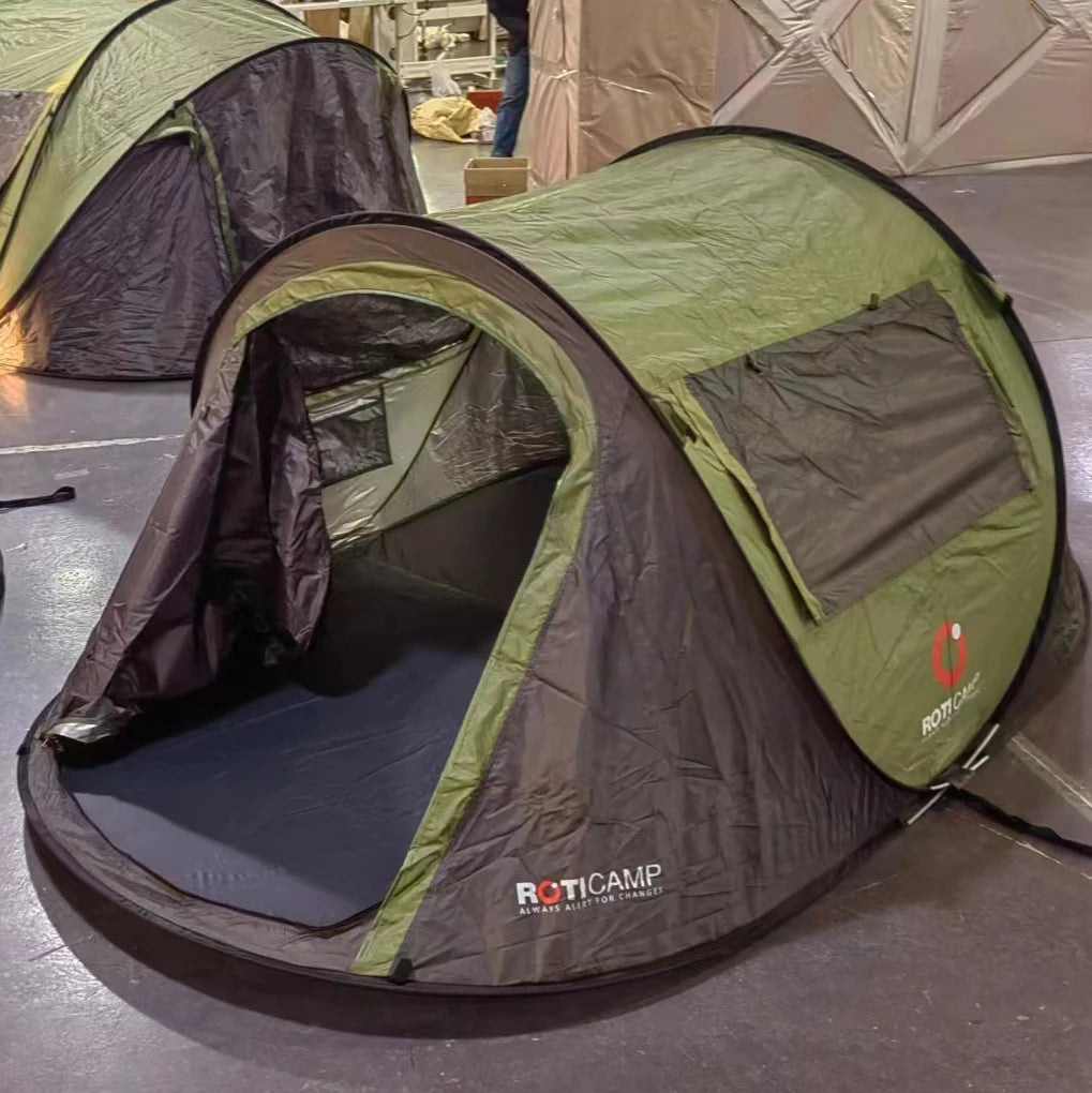 Portable Outdoor Quick-Opening Waterproof Double-Layer Fiberglass Nylon Poles Oxford Polyester 2-Person Automatic Pop up Tent