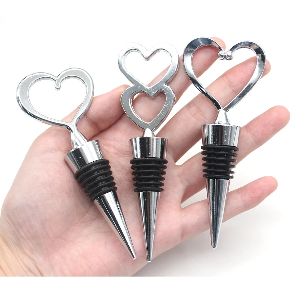 Mix Style Alloy Wine Bottle Stopper Metal Heart Shaped DIY Party Wedding Decorative Bottle Stopper
