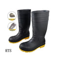 CE S5 Steel Toe Wellington Rain Footwear for Men Industrial Factory Anti-Static Rubber Shoes PVC Safety Rain Gumboots