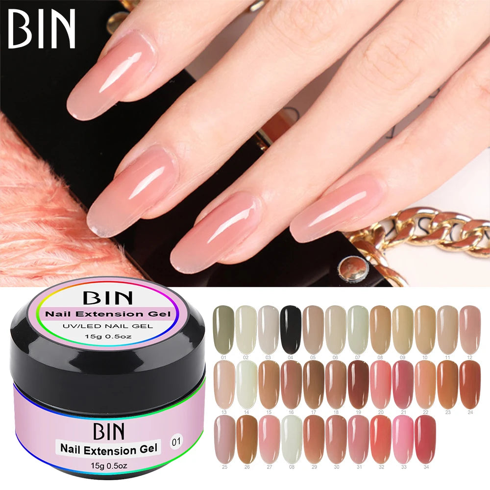 BIN Nail Supplies Professional Uv Gel Polish 15G OEM Nail Building Extension Gel for Salon