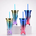 350ml Gradient Glitter Coffee Mug Juice Cup Double Layer Tumbler Creative Gradient Beauty Fishtail Mermaid Water Bottle