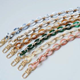 Deepeel L1-29 38/67cm Purse Bag Chains Handmade Detachable Acrylic Resin Colorful O Ring Bags Chain Bag Accessories