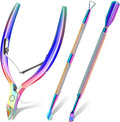 Portable Steel and Plastic Nail Nipper Cuticle Pusher Manicure Set for Fingers and Toes 3pcs Beauty Nail Clipper