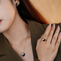 Daidan Women Jewelry Set Gold Plated Fine Jewelry Square Cubic Zircon Sterling Silver Agate Jewelry Set for Women