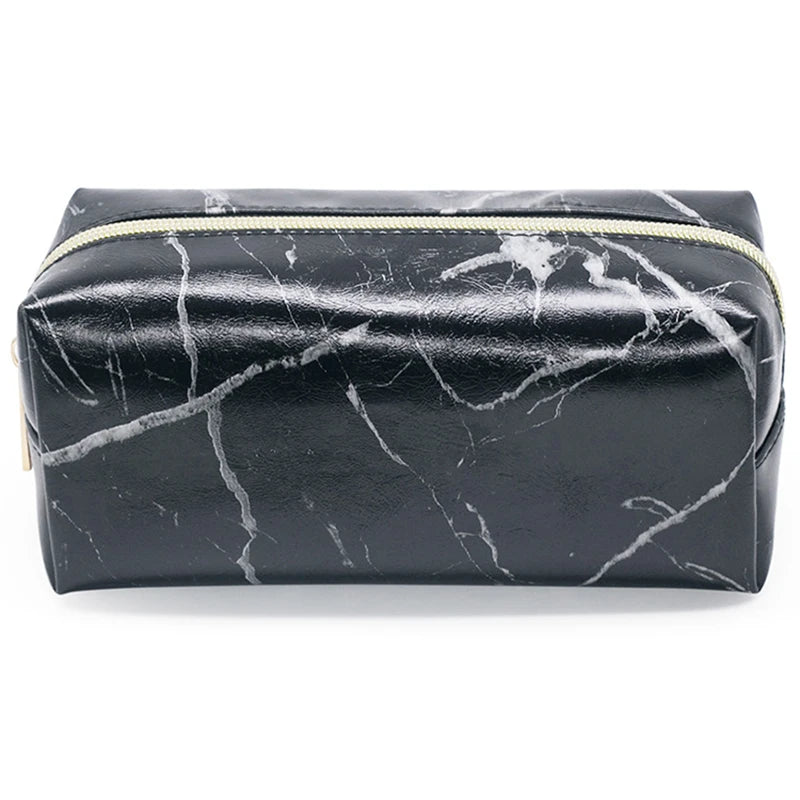 Women Hand-held Cosmetic Makeup Pouch Toiletry Travel Case Organizer Waterproof Portable Marble Cosmetic Bag