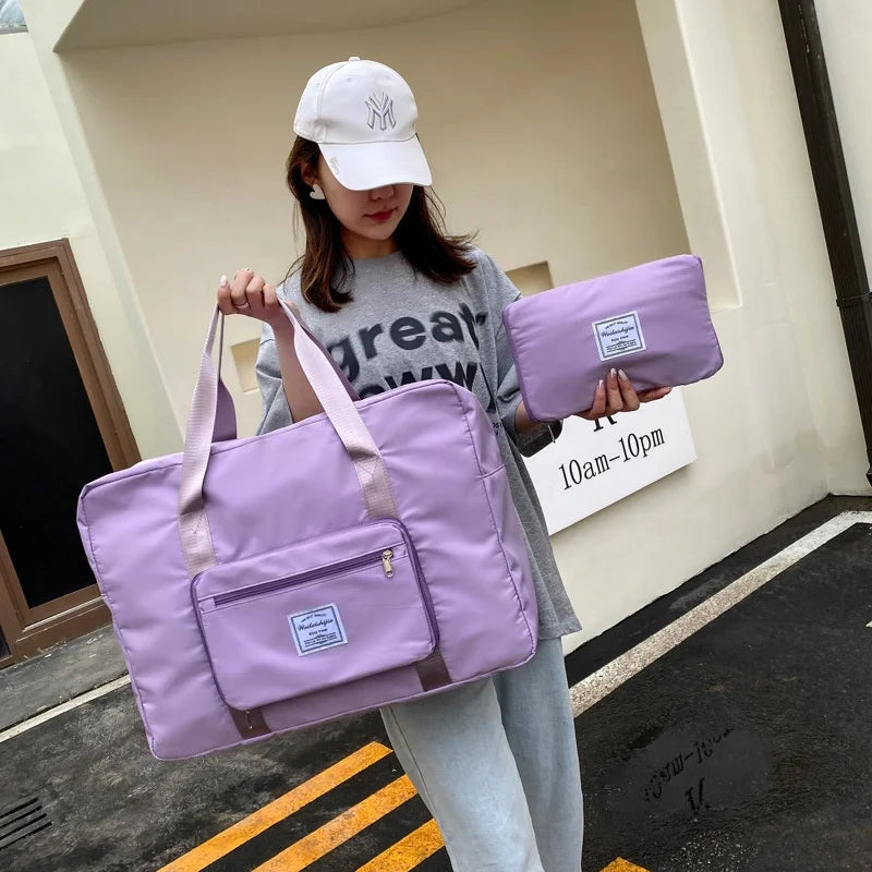 Portable 2 Size Foldable Lightweight Wet Dry Zipper Pocket Waterproof Large Capacity Cube Women Yoga Travel Custom Tote Gym Bag