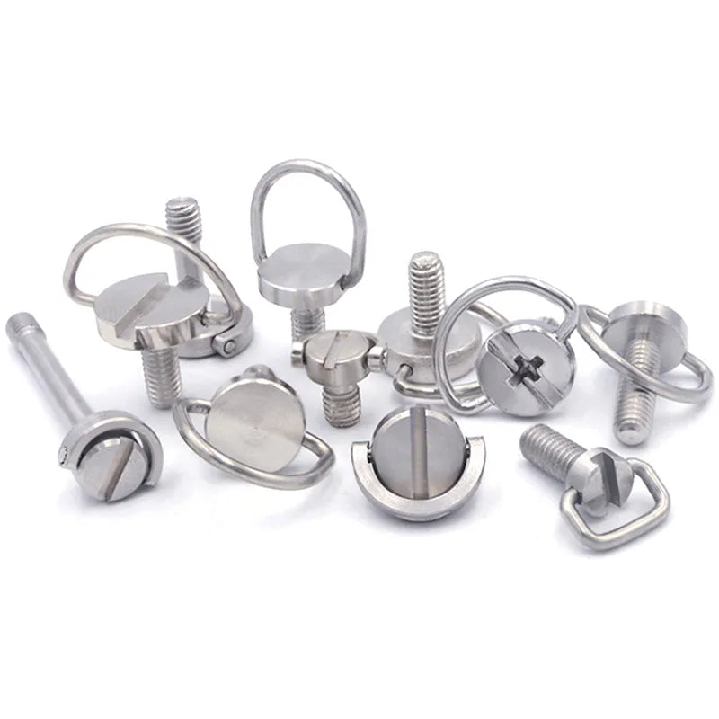 OEM Customized 1/4 Camera Screw D-ring Quick Release Plate Folding Adapter Stainless Steel Tripod Thumb Screw