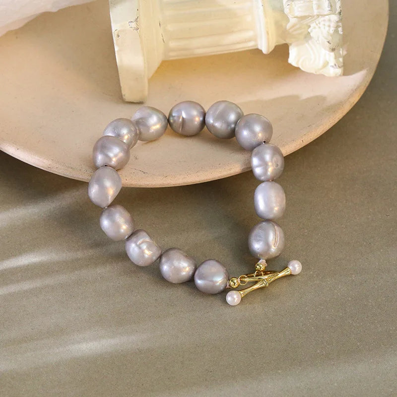 VIANRLA 925 Sterling Silver Gorgeous Purple Freshwater Pearl Bracelets for Women