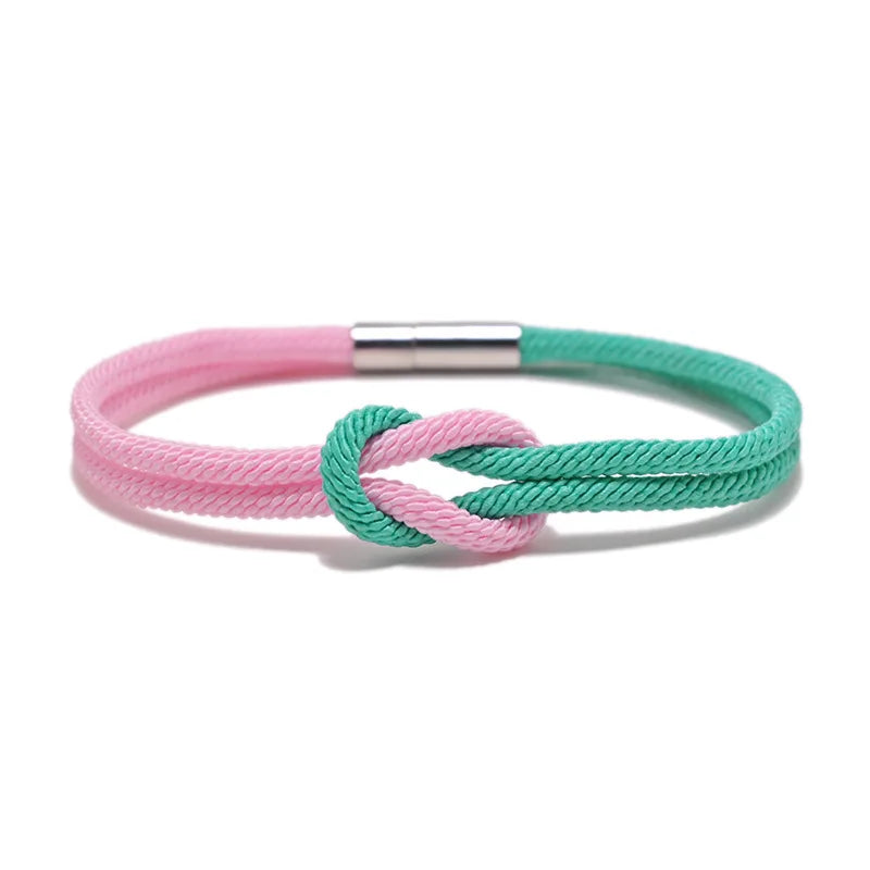 Green and Pink Lucky Magnetic Clasp Milan Rope Titanium Stainless Steel Bracelet Friendship Couple  Bracelet