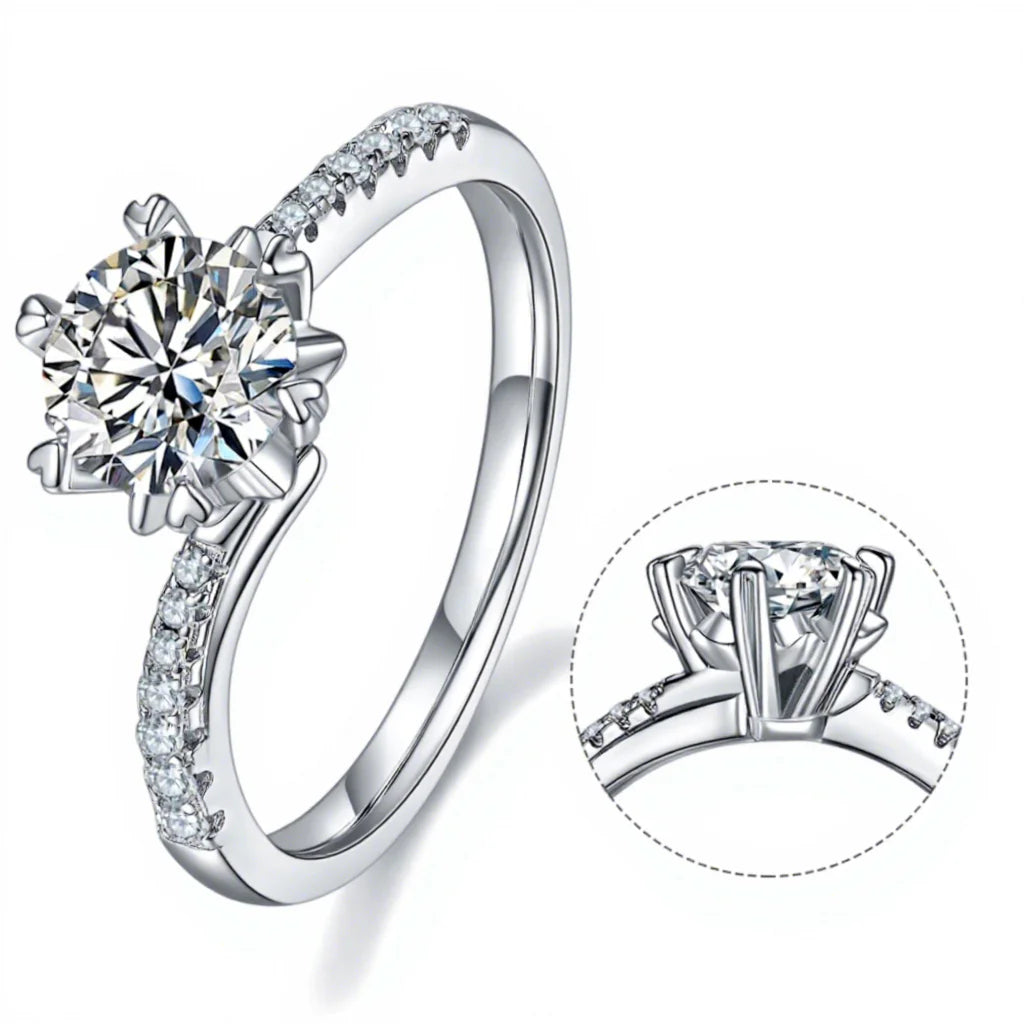 Abiding Jewelry Wholesale Snowflake Shape 1carat Moissanite Diamond Stone 925 Sterling Moissanite Ring