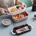 Hot Double Layer Lunch Box 2 Tier Lunch Box Simple Modern Bento Lunch Box for Kids