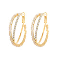 Fashion Gold Plated Hoop Earrings Cross Double Circle NEW Design Korean Zircon Hoop Earrings Women
