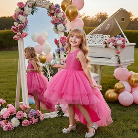Western Style Lace Princess Children's Princess Dress Long Tail White Girl Wedding Dress Fluffy Kid Prom Dresses for 8 Year Old