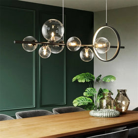 Modern Novelty LED Chandelier Clear Glass Ball Hanging Lamp Modern Dining Room Bar Restaurant Suspension Coffee Decor Fixtures