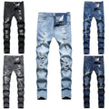 Ohsisa 2025 Summer New Old Casuality Style Fashionable Mid Waist Washed Technics Men's White Slim Denim Jeans