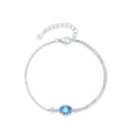 Light Luxury Summer Jewelry 925 Sterling Silver Oval Ocean Blue Purple Zircon Link Chain Bracelet for Fine Jewelry Gifts