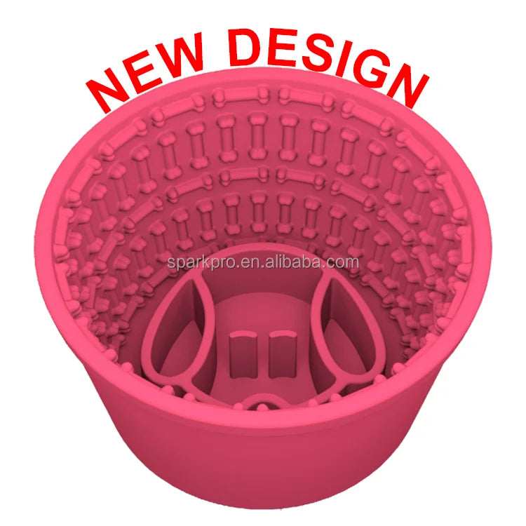 2024 New Products Barrel White Simple Minimalistic Dog Bowl Slow Feeding Bowl Slow Water Feeder Dog Bowl With Suction Cup