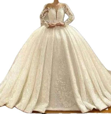 Luxury Long Sleeve Wedding Dresses Wedding Big Ball Gown New Design Vestido De Noiva Bridal Dresses