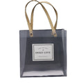 Custom Image Logo Transparent PVC Frosted Handbag Striped Pattern PP Plastic Shopping Tote for Promotion Advertising Gift Bags