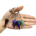 Diy Good Memento Divining Spirit Pendulum Hexagonal Key Chain Pendant Clear Quartz Healing Energy Natural Stone Key Chain