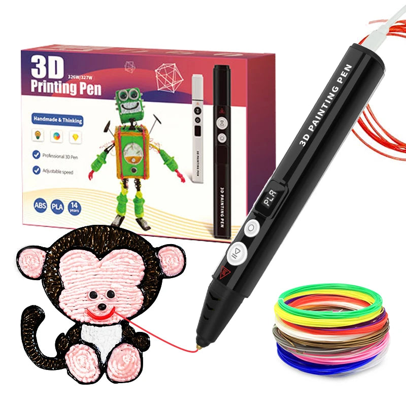 Handheld Printing Pen Interactive Magic Gift Plug-in 3D Pen Plastic 3D Printing Pen With LCD Display Screen