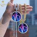 Iced Out 68mm Custom Photo Memory Medallions Pendant Hip Hop Jewelry Solid Gold Silver Plated Cubic Zircon Picture Necklace