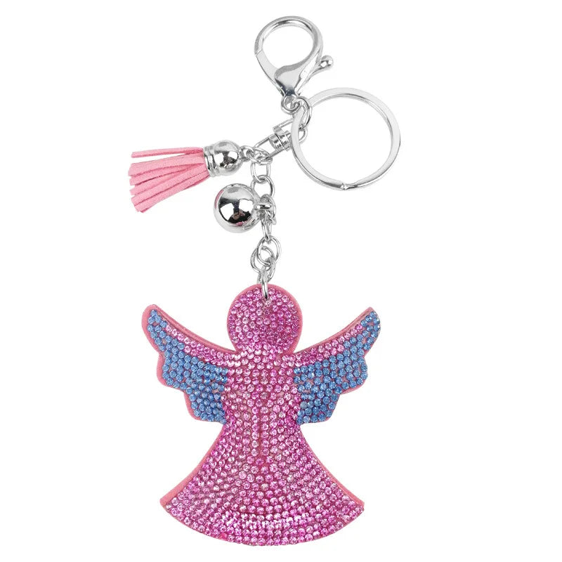 Cartoon Creative Angel Girl Diamond Rhinestone Keychain Women's Bag Key Chain Pendant