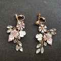 SLBRIDAL Handmade Rhinestones Crystals Ceram Flower Bridal Dangle Earring Wedding Chandelier Earring Fashion Women Jewelry