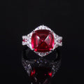 AR542 Abiding Fine Jewelry Factory Wholesale 925 Sterling Silver White Cz Halo Big Carat Lab Grown Ruby Vintage Cocktail Ring