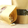 Stand up Kraft Paper Bag with clear Window Zipper for Food Flour Nut Rice Tea Spices Customizable Manufacturer