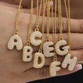 18K Gold Plated Hip Hop CZ Letter Necklace Stainless Steel Alphabet A-Z 26 Capital Initial Letters Pendant Women Luxury Jewelry
