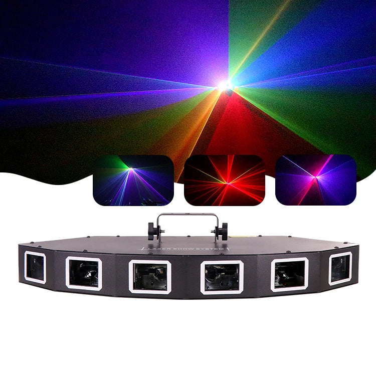 Dmx-512 Rgb Disco Lighting 6 Heads Rgb Full Color Laser Light for Stage Dj Bar