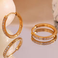 Classic Waterproof Hypoallergenic Stainless Steel Cubic Zirconia Huggies Hoop Earrings for Woman