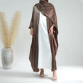 Turkey Modest Dubai EID Hijab Abaya Online Solid Color Luxury Abaya Women Muslim Dress Shinny Open Abaya