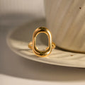 New Fashion 14K Gold Plated Multi-color Five Oval Zircon Adjustable Stainless Steel Rings for Women Gift