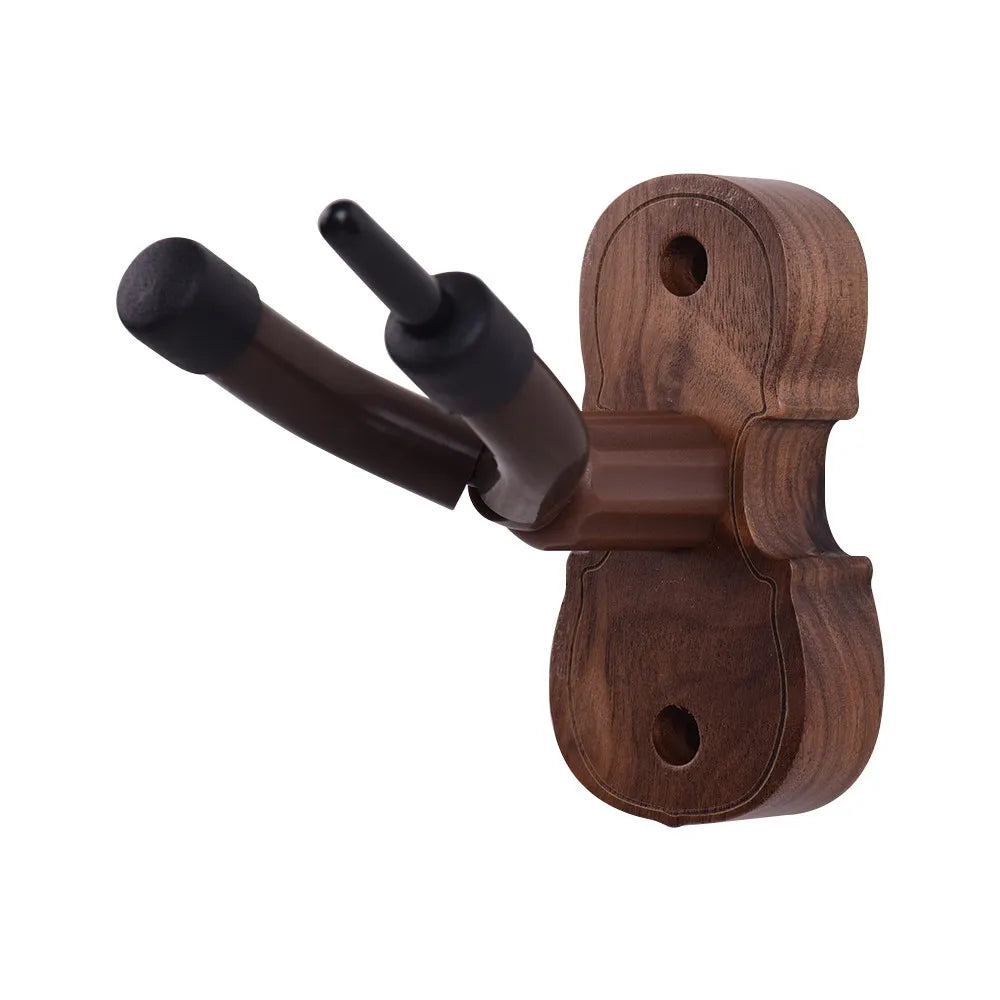 Wall Mount Violin Fiddle Viola Hanger Hook Keeper with Bow Holder Rubber Cushion Wood Base
