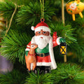 Santa Claus Resin Figurine with Lantern & Reindeer Hand-Painted MODEL Christmas Decor for Tree Tabletop Festive Displays