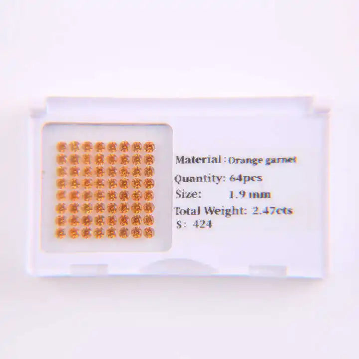 VOAINO 1.9 mm 2.47 Carat 64 Pcs Orange Melee Gemstones Natural Garnet Loose Gemstone for Pendants Earrings